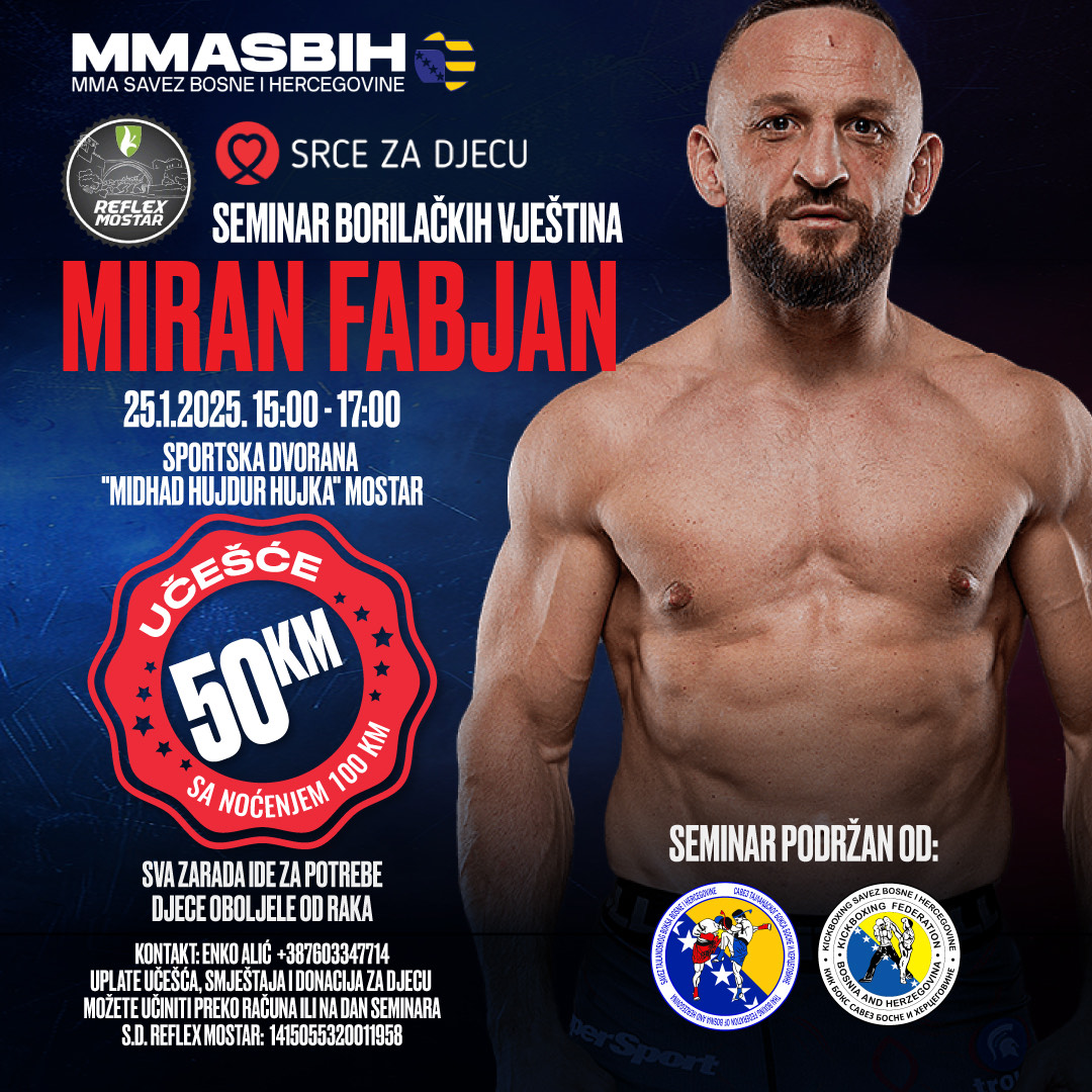 Miran Fabjan (pred)vodi humanitarni seminar MMA u Mostaru